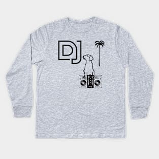 dj dog on the beach Kids Long Sleeve T-Shirt